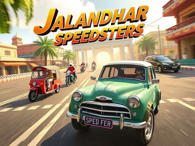 Jalandhar Speedsters Official Cover Jalandhar Speedsters game cover showing Indian vehicles racing through Punjab streets