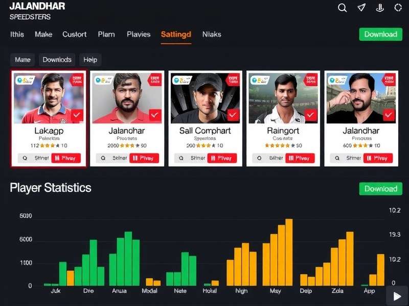 Jalandhar Speedsters Player Statistics Jalandhar Speedsters player statistics showing downloads and demographics across India